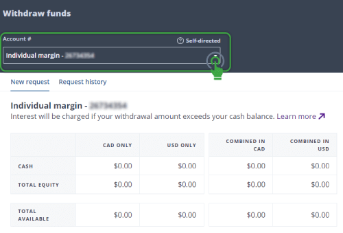 how to withdraw from questrade to your bank account
